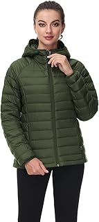 Sponsored Ad - SLOW DOWN Women Lightweight Down Puffer Jacket, Women Hooded Packable Winter Jacket with 2 Packing Bag
