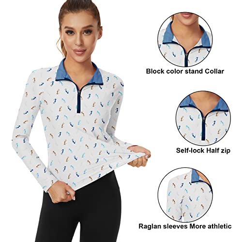 Soneven Women's Quarter Zip Polo Collared Golf Shirt Moisture Wicking Shirts Slim Fit for Casual Work2