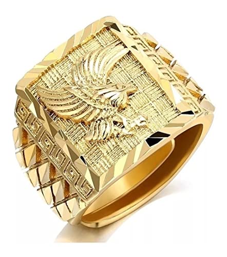 Anel Masculino Águia Ajustável Dourado Gold Acessório Oriental Rainha dos Céus Coragem e Força Rainh
