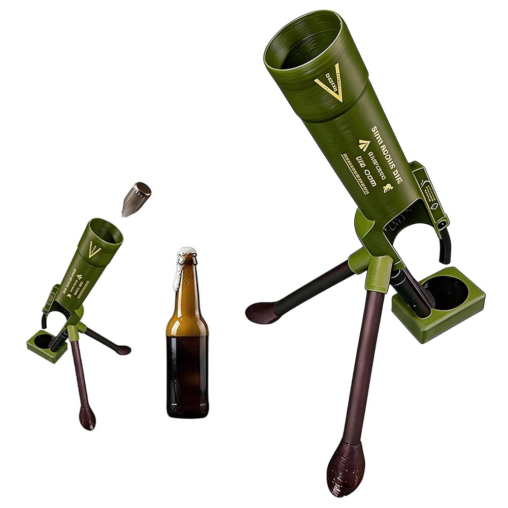 Introti 51mm Mortar Beer Bottle Opener, Heavy Duty Tactical Cap Launchers, Hands-Free Push Down Opener for Beer, Bar Counter, Desk, Home Décor, Unique Gift for Men and Beer Lovers (330ml Beer Bottle)