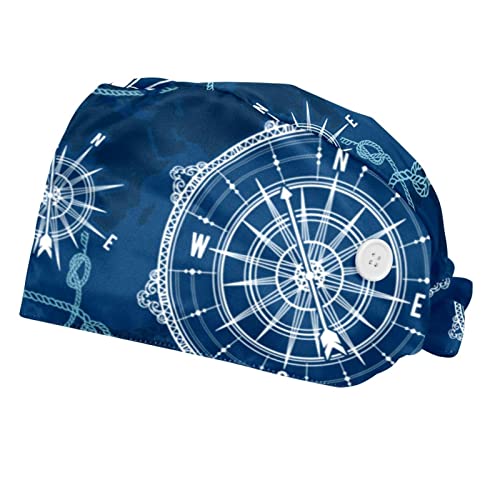 Chapeaux bouffants JDEZ anti transpirants et casquettes de travail ajustables bleu imprimé