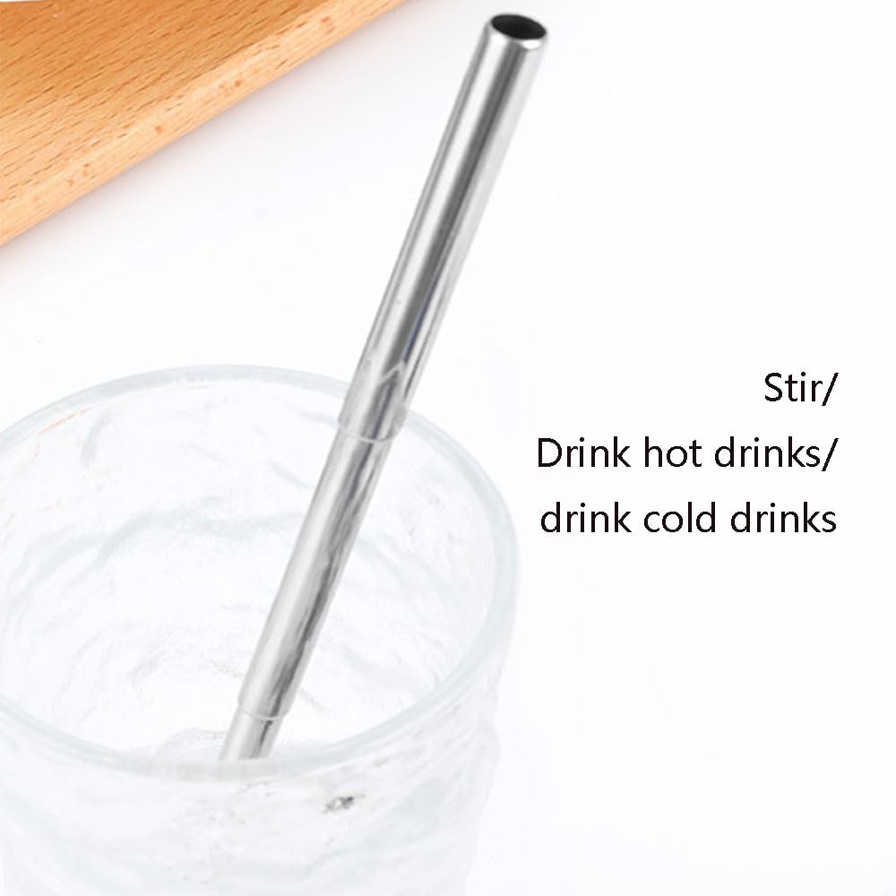2 Pcs Reusable Stainless Steel Telescopic Collapsible Straws - Portable Metal Drinking Straws for Travel & Home - Image 2