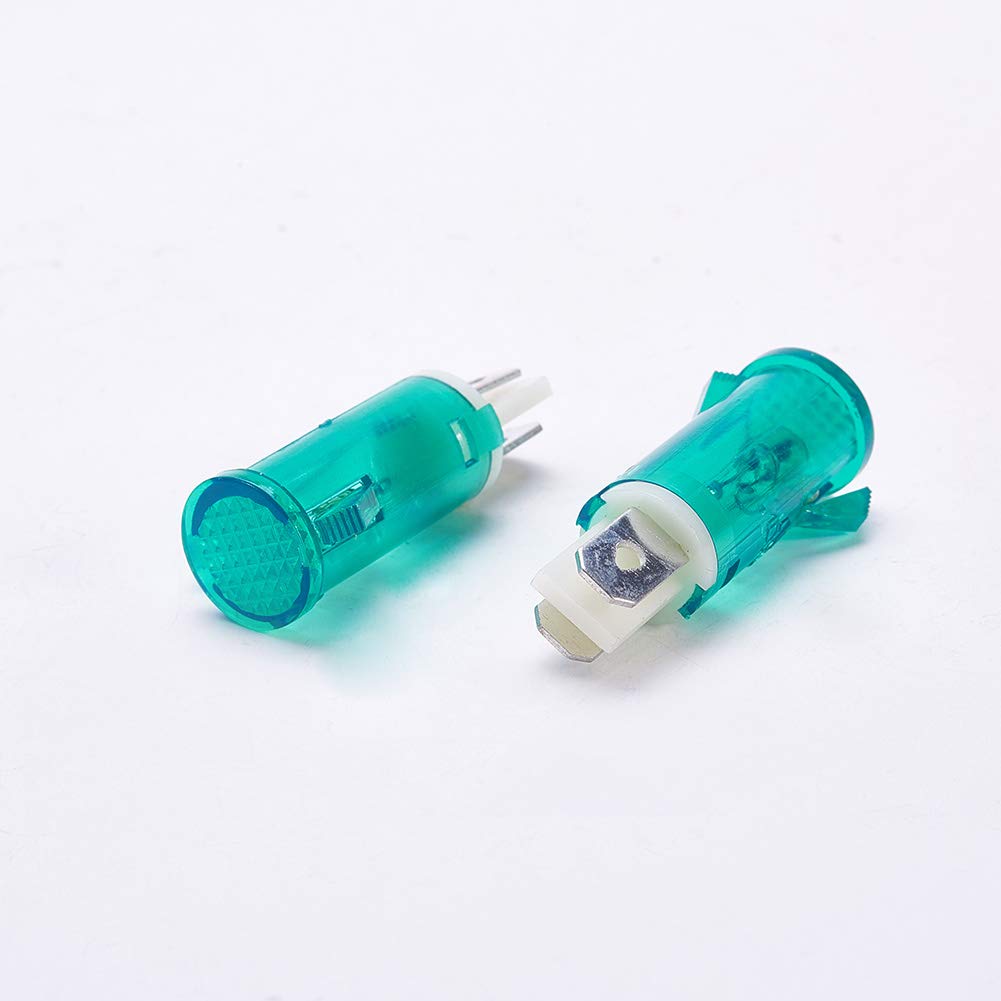Othmro Indicator Light Plastic Shell Green Flat Top Pilot Signal Lamp 220V 10Pcs