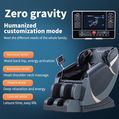 BestMassage Massage Chair, Full Body Zero Gravity Recliner with Bluetooth Speaker, Heating Therapy, Foot Roller, and Air Massage System for Home or Office, Black - Image 6