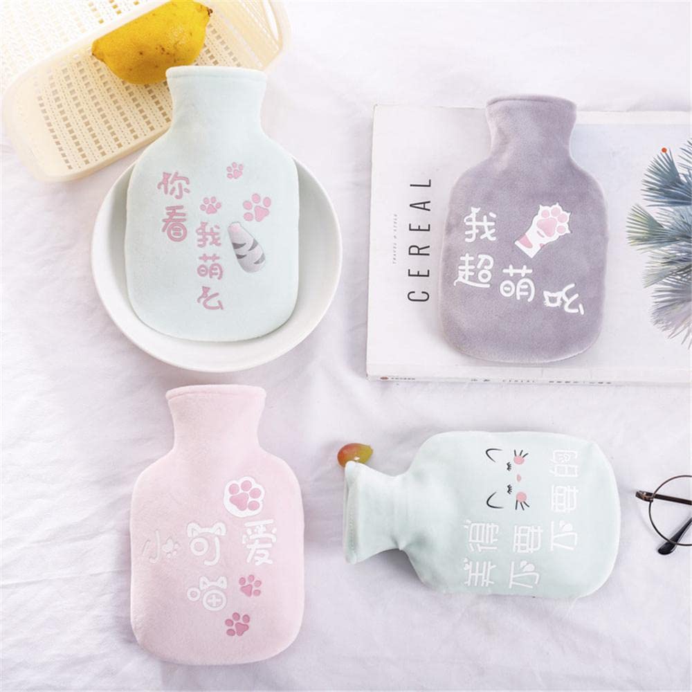 Borsa per acqua calda con copertura motivo zampa di gatto 350 ml in gomma per alleviare il dolore mani piedi più caldo regalo per donne ragazze - Mix - 3pc