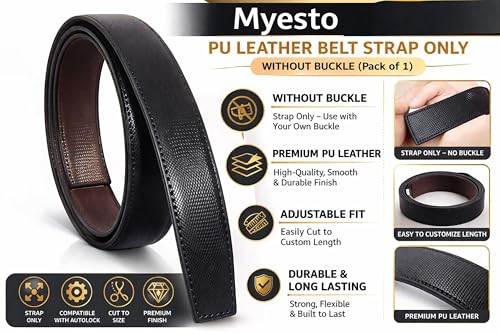 Image of Belt for Men without Buckle PU Leather Reversible Brown Strap with No Buckle Combo Pack of 2