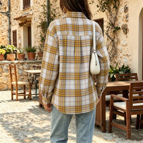 Plaid Tops for Women Gingham Button Down Casual Lightweight Shirt - image 6