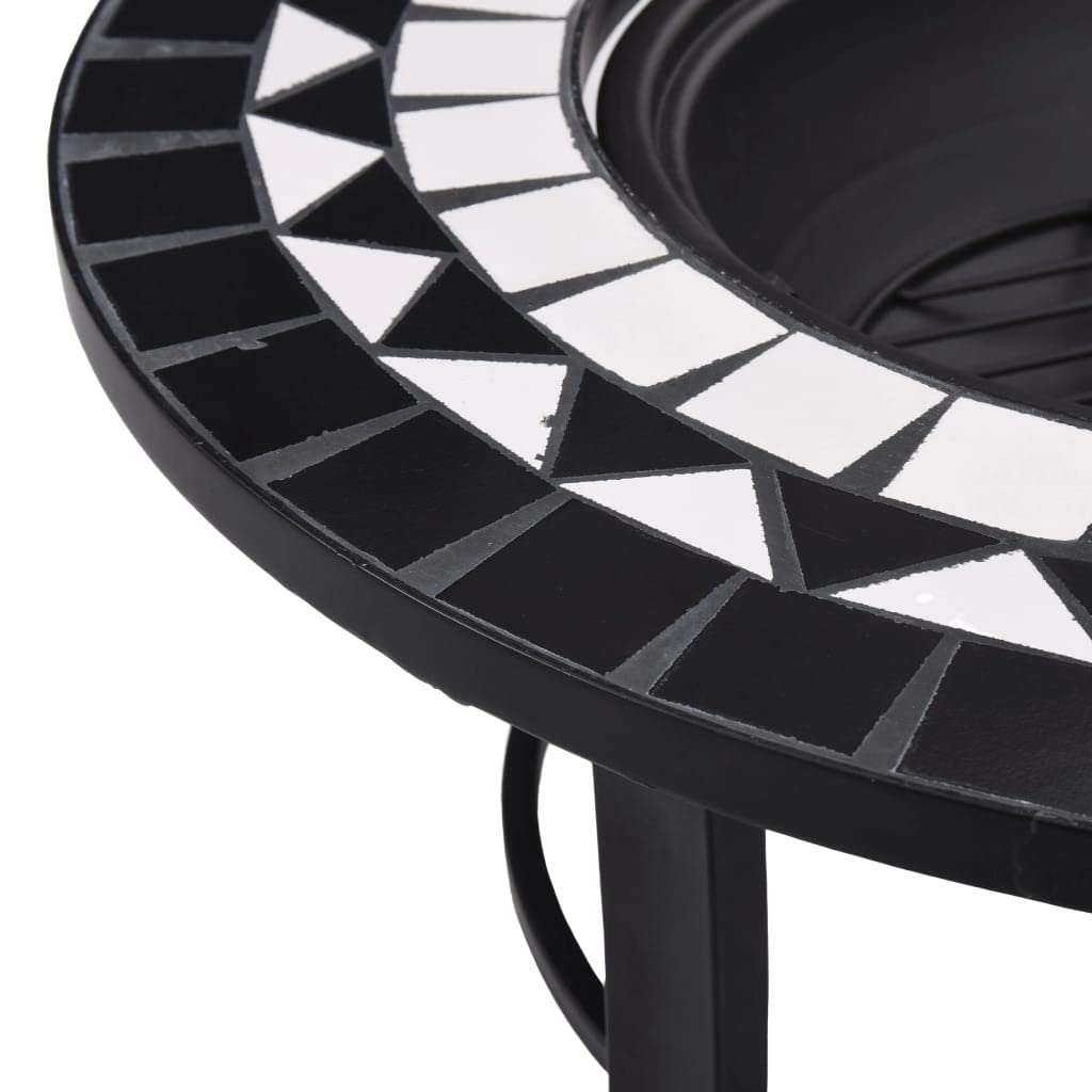 vidaXL Brasero de Mosaico cerÃƒ¡Mica Negro y Blanco 68 cm