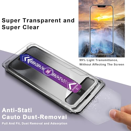 Image of 2-Pack Screen Protector Tempered Glass for iPhone 12 Pro Max 6.7-Inch, Auto Dust Removal, No Bubbles, High Definition Clear, Easy Installation
