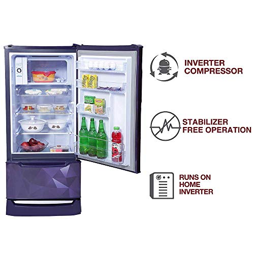 Image of Godrej 205 L 3 Star Inverter Direct-Cool Single Door Refrigerator with DuoFlow Technology (RD EDGEDUO 220C 33 TDI PS BL, Prism Blue, Base stand with drawer, Separate Vegetable Box)- 2022 Model