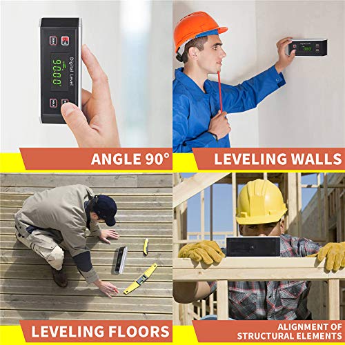 Electronic Inclinometer, Digital Protractor/Level/Angle Finder and Gauge Tools with V-Groove Magnetic Base and Backlight - Dust and Waterproof IP65 Precision Smart Level
