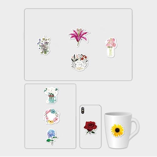 Miniatura 6 de Calcomanías de flores | Paquete de 50 | Bonitas, impermeables, estéticas, calcomanías de moda para adolescentes, niñas, perfectas para laptop, Hydro