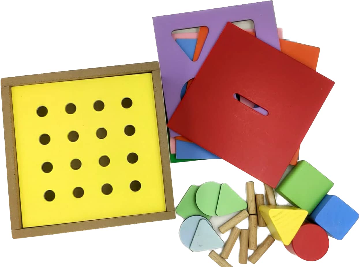 Wooden Montessori for Baby Shape sorter | Multi Activity Box | Permanence Box | Peg Box (B0C58SVWTR) Amazon Price History, Amazon Price Tracker
