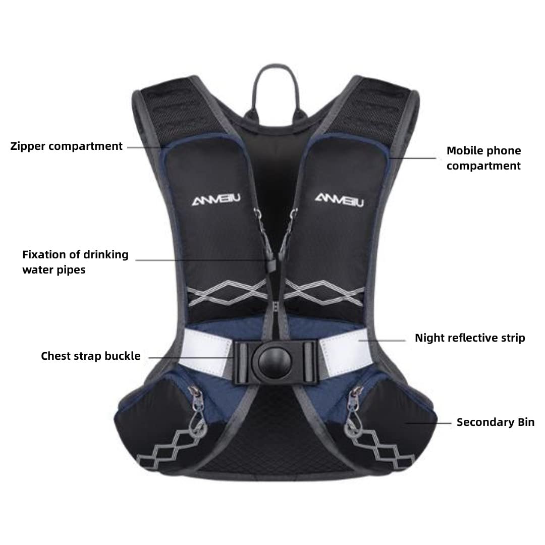 Mochila de ciclismo al aire libre de 5 litros, mochila para correr todoterreno, mochila de senderismo, maratón, bolsa de agua, bolsa de hidratación ligera, correr, senderismo, ciclismo, escalada,