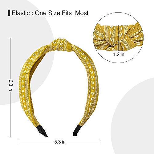 Ebow Headbands Hair Bands Cotton Wide Head Bands Knot Turban Headband Elastic Hair Band For Women And Girls , Pink And Yellow Cotton Hairbands 2Pcs Set (B) #TOP5