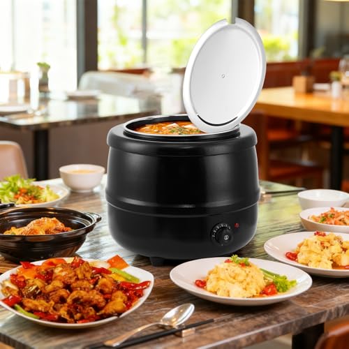 Image of GarveeHome Soup Warmer, 13.7 Quarts Commercial Grade Soup Kettle with Hinged Lid and Detachable Stainless Steel Insert Pot, Food Warmer with Anti-Scald Handle for Restaurants, Buffet, Catering | Food Warmer with Detachable Stainless Steel Insert Pot and Anti-Scald Handle for Restaurants, Buffet, Catering