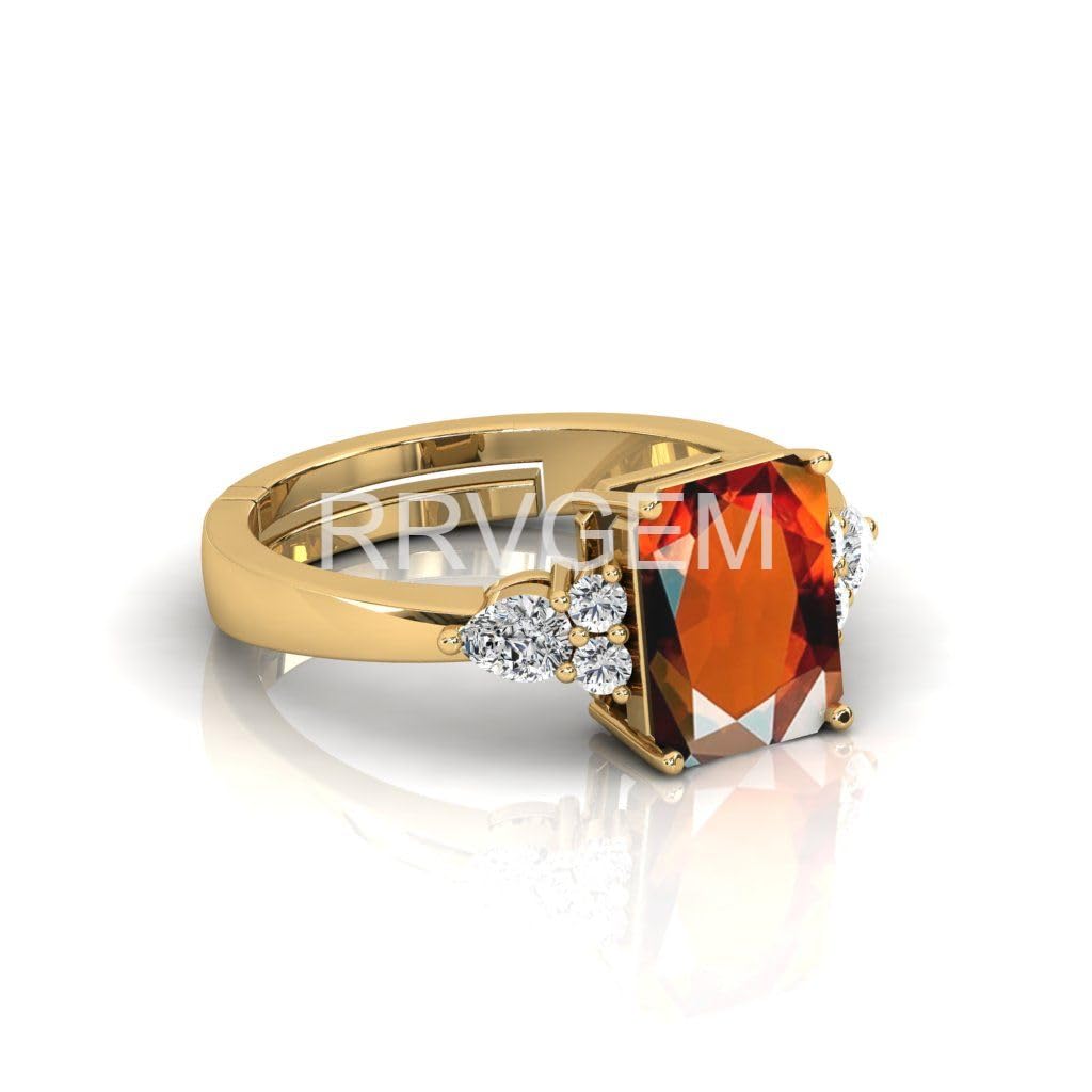 Bague onyx plaqué or et grenat hessonite façonnée à la main 10,25 carats - 5