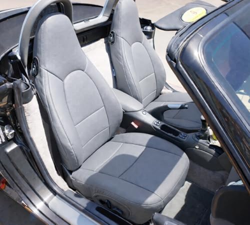 Iggee Grey Artificial Leather Custom Made Original fit Front seat Covers Designed for Porsche Boxster 1997-2004