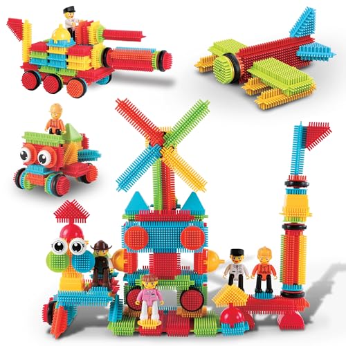 PicassoTiles 116pc Hedgehog Building Blocks Construction Toy Set with Interlocking Tiles Idea Book 4 Action Figure Characters and Decorative Eyes STEM Educational Playset for Kids Ages 3 Plus PTB116