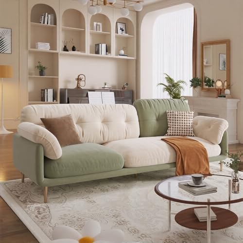 Image of A to Z Furniture Classic Chesterfield Sofa Set Luxury Chesterfield Sofa in for Home Living Room & Office (3 Seater Sofa Green & Beige)