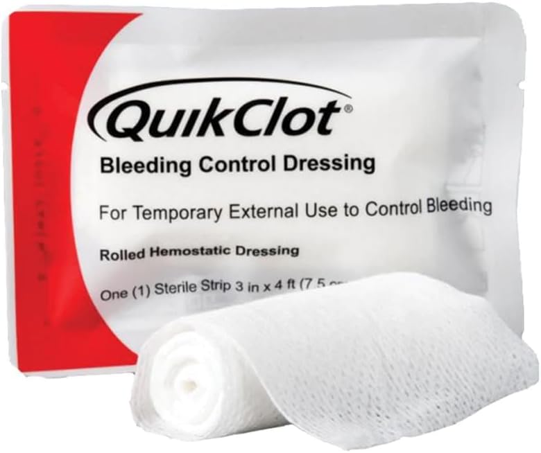 QuikClot Clotting Gauze - Bleeding Hemmorhage Control Dressing 3" x 48" (4ft) - Public Access Hemostatic