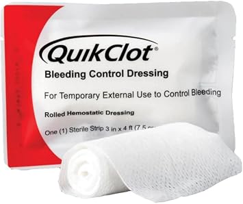 Lightning X Products QuikClot Clotting Gauze - Bleeding Hemmorhage Control Dressing 3" x 48" 4ft - Public Access Hemostatic