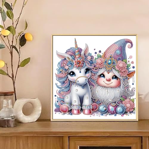 Image of AiYuanzsh Diamond Art Painting Kits for Adults, 5D Special Shape Diamond Art Kits for Beginners, Crystal Rhinestones Diamond Art Painting for Home Wall Decoration Gift 12x12inch, Animal and Gnome