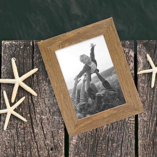 Bilderrahmen 10x15 cm Holz Eiche-Optik, 2er Set Echtholz-Rahmen rustikal, Strandhaus, Made in Germany, Echtglas, zum Aufhängen & Aufstellen, extra Zubehör - Treibholzlook mit einem Hauch Küstenflair – Bild 3