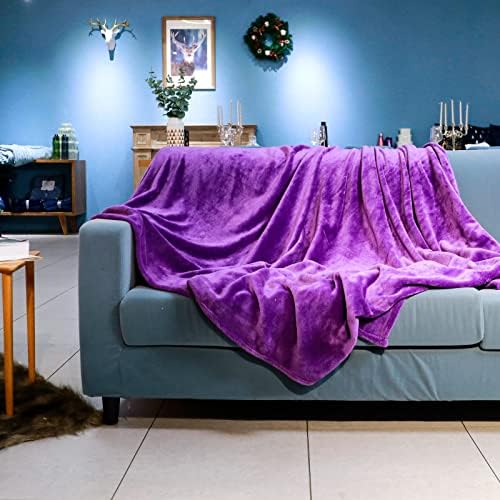 Sunyana Soft Fluffy Sofa Blanket,Luxury Flannel Blanket,Soft Fleece Throw Blanket for Bed,Sofa,Couch,Settee,Car,Travel(Purple, 90"x90")