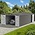 Sunjoy Outdoor Storage Shed 13 x 20 ft. Carport, Patio Metal Utility Large Storage Shed Garage with 2 Doors and 4 Vents, for Car, Truck, Bike, Garbage Can, Tool, Lawnmower, Light Grey