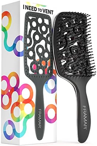 FRAMAR Professional Vented Hair Brush – Paddle Curved Hair Brush For Blow Drying, Wet Paddle Brush for Women Blow Drying