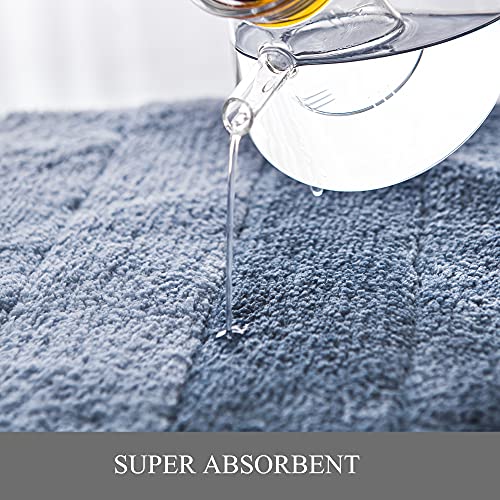 2 Stück rutschfeste Ombre Badezimmerteppich-Set, ultraweich, schnell trocknend, U-förmige Matte & Badteppich, wasserabsorbierend, maschinenwaschbar, für Schlafzimmer & Wohnzimmer, Blau – Bild 6