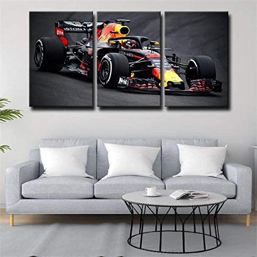 Pista di Formula 1 Max Verstappen Quadro 150x70cm Immagini Murale Stampa su Tela 3 Pezzi Quadro su Tela 3 Moderna Arte Paret Pittura Modulare Poster Decor Casa Regalo di Halloween