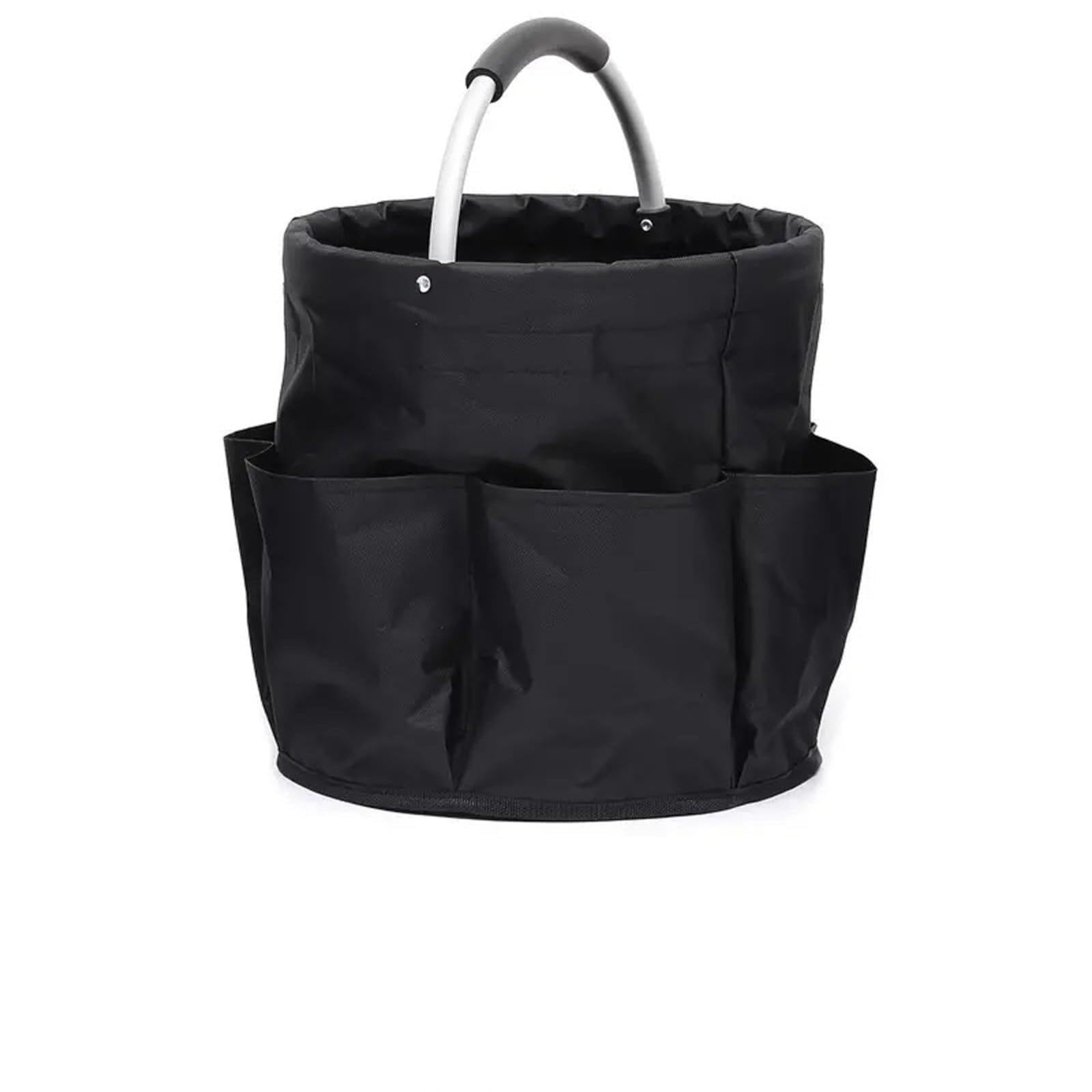 Cubstone 17L Cleaning Caddy With Handle,Foldable storage basket Caddy Bag for Space Saving,Multi Pocket Bucket Organiser for Cleaning Products,Housekeeping,Garden Tools,Toiletries(Black,B)
