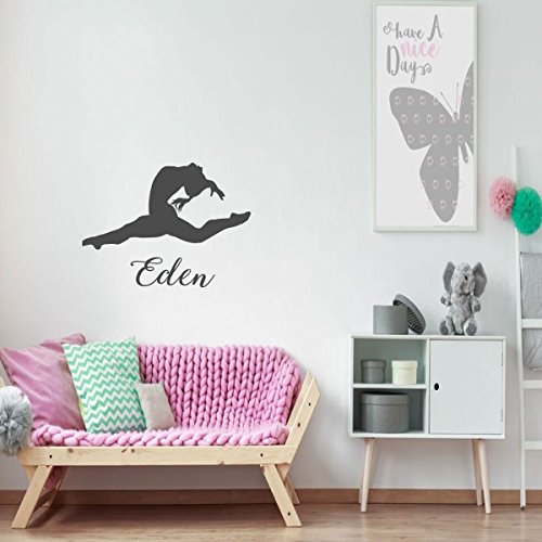 Gymnastic Wall Decal For Girls - Gymnast Silhouette With Customized Name Vinyl Design #TOP7