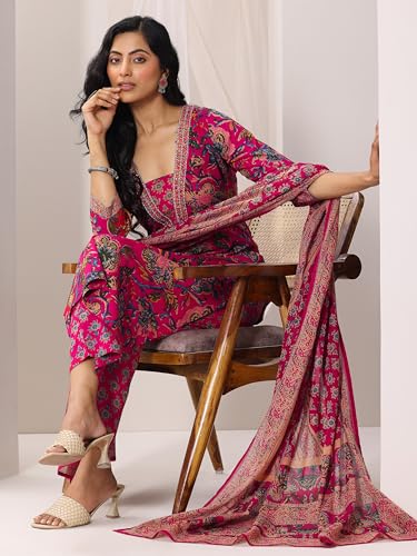 Image of Libas Printed Cotton Straight Kurta With Trouser and Dupatta