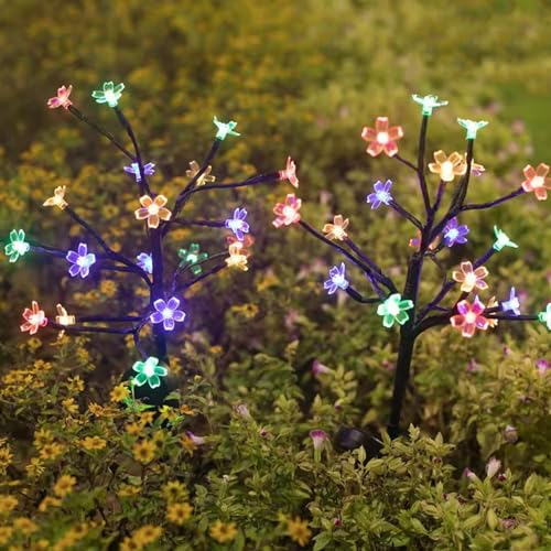 Image of GIGAWATTS GW-901 20 LED Solar Garden Flower Light - Outdoor Cherry Blossom Lamp with Solar Panel & Battery, Water-Resistant, BIS Approved - Decorative Lawn & Pathway Lights (Pack of 1, Multicolour)