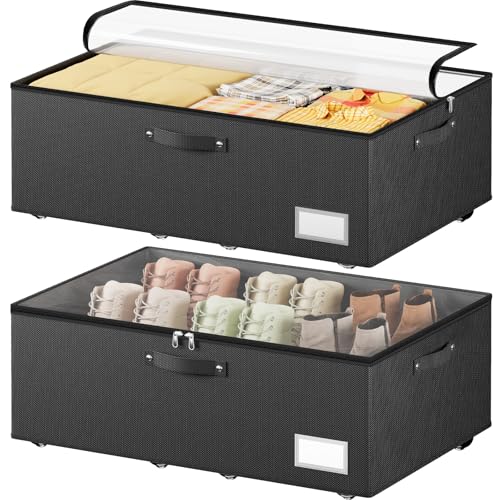 Dayacoco Under Bed Storage With Wheels,10 Inches Under Bed Storage