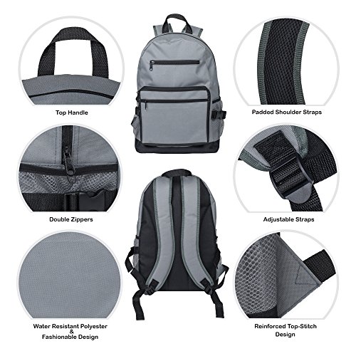 Class Collections Reinforced Water Resistant School Backpack And Insulated Lunch Bag Set (1, Stone Grey) #TOP1