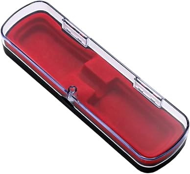 lasenersm 1 Piece Pen Case Box Plastic Pen Storage Display Case Pencil Box Cases Ballpoint Pen Boxs Case Rectangle Single Pen Display Storage Tube, Red