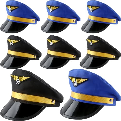 SGBETTER 8 Pack Kids Pilot Hats Airplane Captain Hat Airline