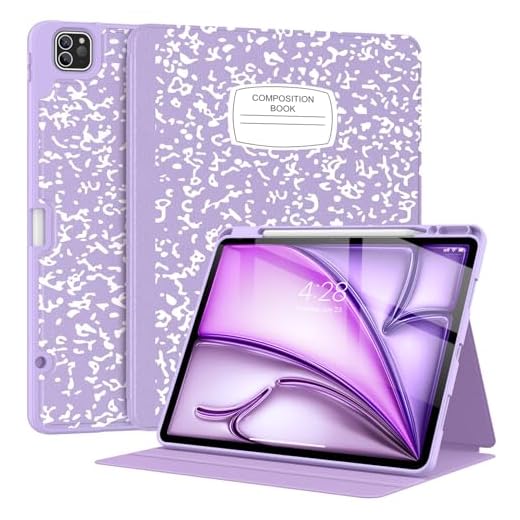 Supveco Case for iPad Air 12.9 2024/iPad Pro 12.9 Inch with Pencil Holder-[Auto Wake/Sleep],Premium Folio Stand Case with Soft TPU Back Cover for iPad Pro 12.9 Inch 7th/6th/5th/4th Gen-Lilac