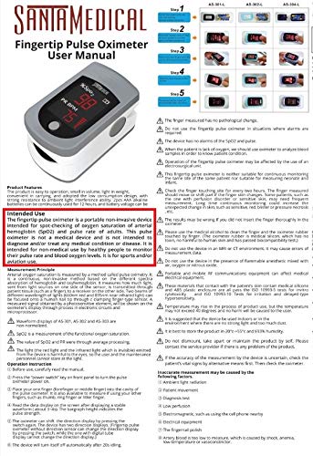 Miniatura 9 de Santamedical Oxímetro de pulso de la punta del dedo, monitor de saturación de oxígeno en sangre SPO2