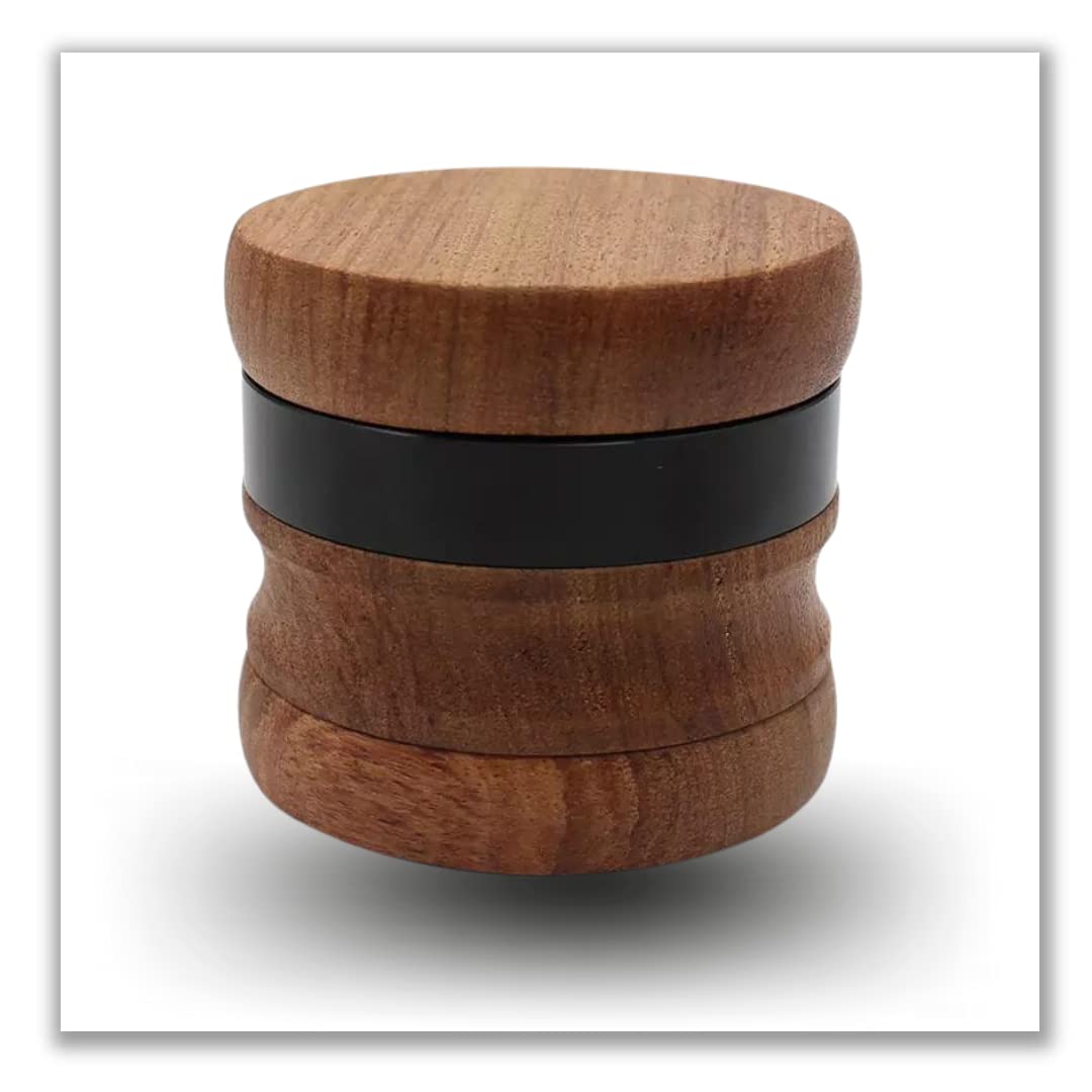 One Piece Of Grinder , Molinillo , Grinder Headchef Including A Larger Black Bag , Spatula & Brush , Small Grinder 100% Wood Finish & Inside Black Aluminum , Grind Designed With A 2.5 Inch