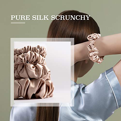 Mtsnoo Silk Scrunchies For Hair Sleep 100% Pure 22 Momme Mulberry Silk Scrunchies For Curly Hair With Elastic Band 4 Pack Silk Hair Ties Ropes Scrunchies Set For Women Girls #TOP1