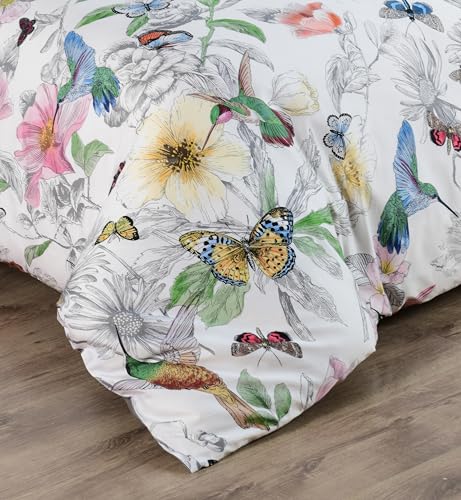 Majestic Giftware Madison Linen 8 Pcs Full Size Duvet Bedding Set (BL504-F) | Birdsong Paradise 300 TC Cotton Sateen Durable & Washable | 2 Fitted Sheets, 2 Duvets, 4 Pillowcases - Ritz Collection