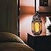 Lewondr Metal Glass Ramadan Candle Lantern, Moroccan Style Portable Candle Holder Pavilion Shape Bowl Bottom Decorative Hanging Lamp Wind Lantern Décor for Home Patio Balcony Garden - Copper + Yellow