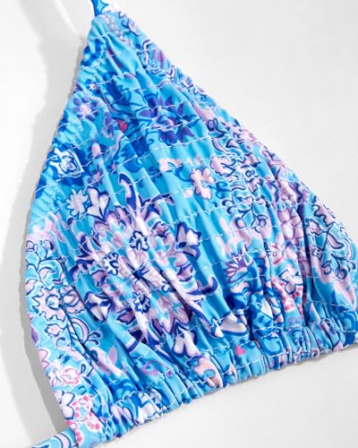 Image of Women's Triangle Bikini Set String Swimsuit Print Tie Smocked Ruched Two Piece Bathing Suit