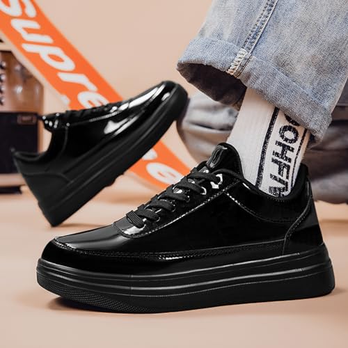 GSIGUL Men's Fashion Sneakers Casual Walking Shoes Patent Leather Sports Skate Shoes for Men3