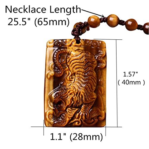 Tiger's Eye Pendant Hand Carved Energy Healing Tiger Necklace With Bead Chain Lucky Amulet Crystal Jewelry For Women Men3
